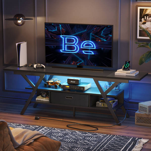 17 Stories Anannya 71.5'' W TV stand with LED Light and Ample Storage